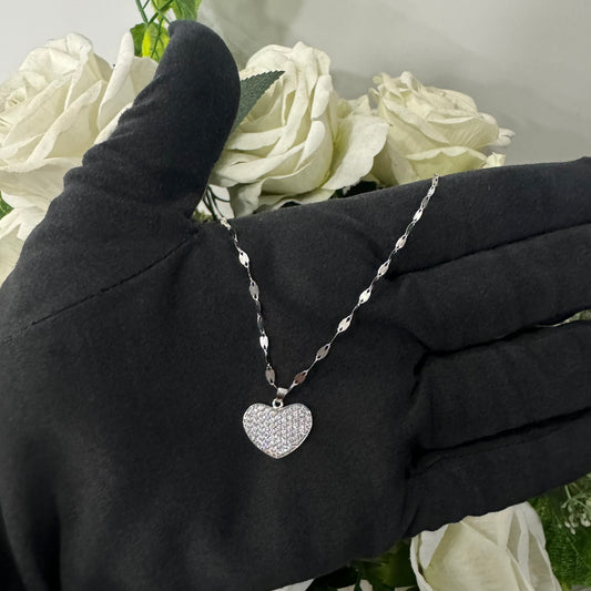 Collana specchiatina con cuore oro e zirconi