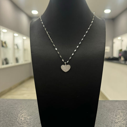 Collana specchiatina con cuore oro e zirconi