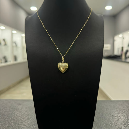 Collana specchiatina con cuore bombè oro