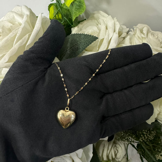 Collana specchiatina con cuore bombè oro