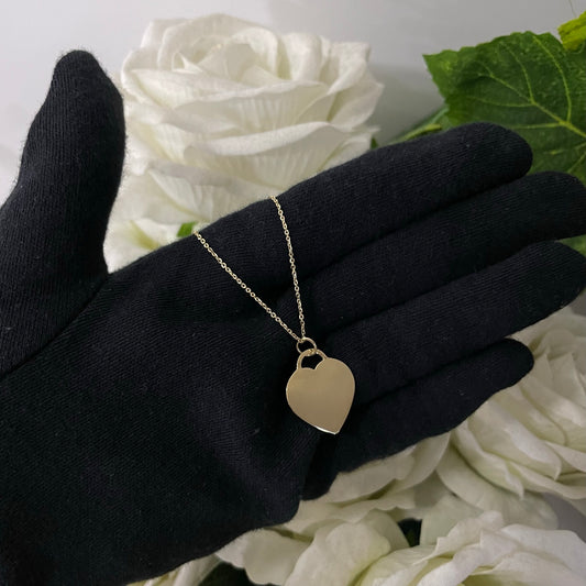 Collana catena con cuore piatto oro