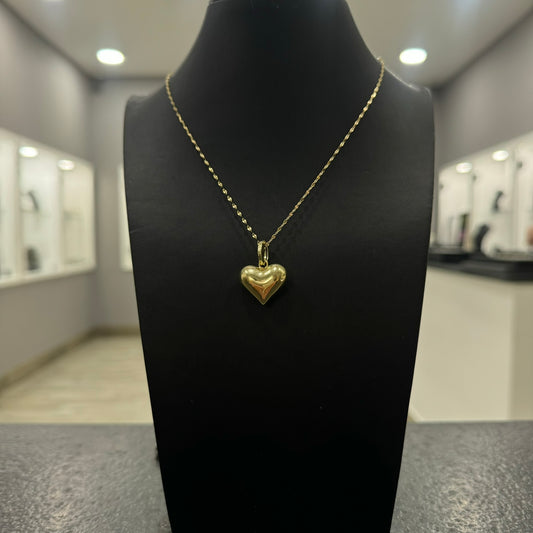 Collana specchiatina con cuore bombè oro