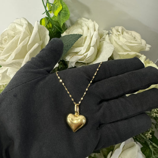 Collana specchiatina con cuore bombè oro