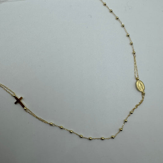 Collana rosario con sfere oro