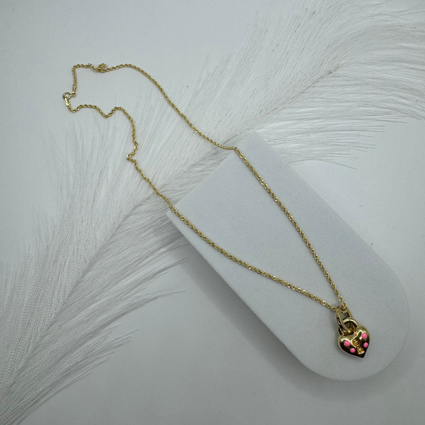 collana fune con cuore lucchetto bombè oro