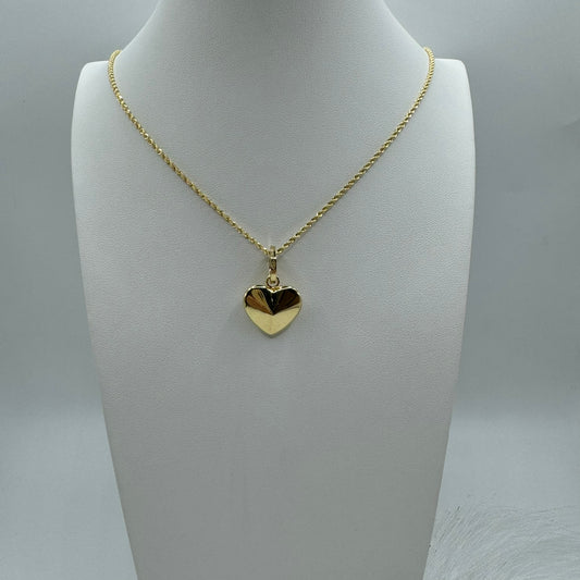 Collana fune con cuore bombè oro