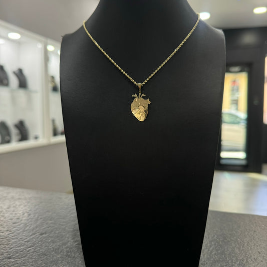 Collana fune con cuore oro