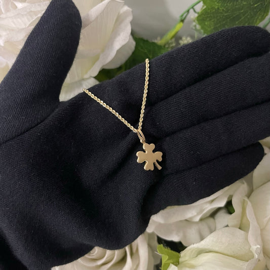 Collana fune con quadrifoglio oro