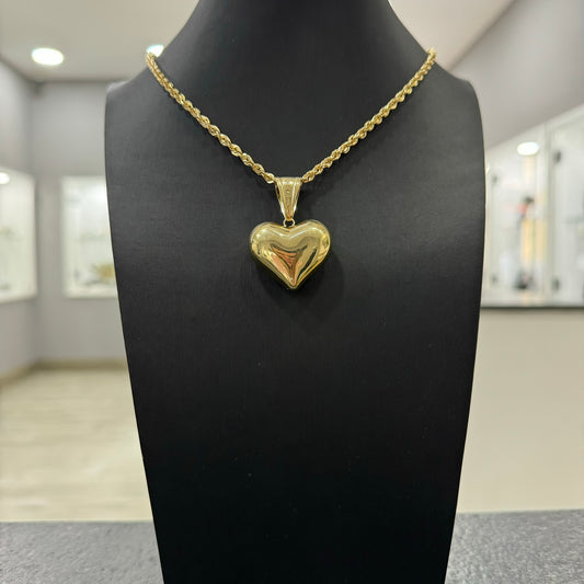 Collana fune americana con cuore bombè oro