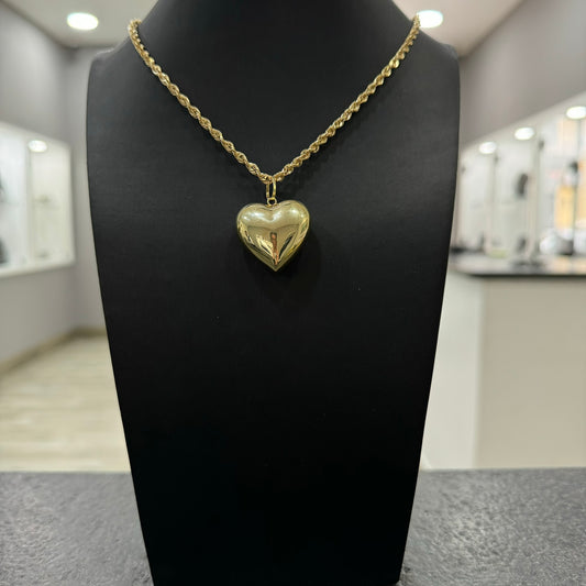 Collana fune americana con cuore bombè oro