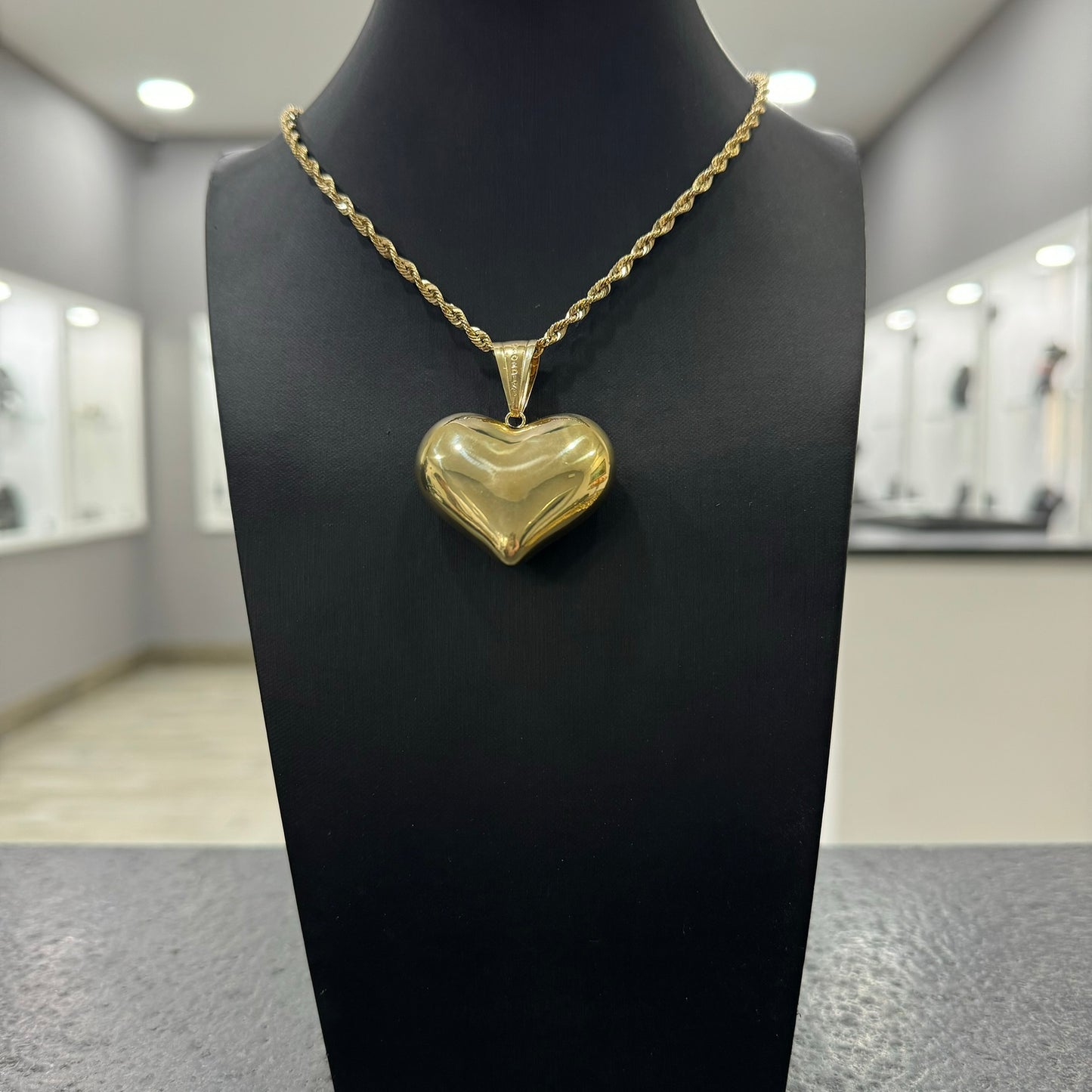 Collana fune americana con cuore bombè XL oro