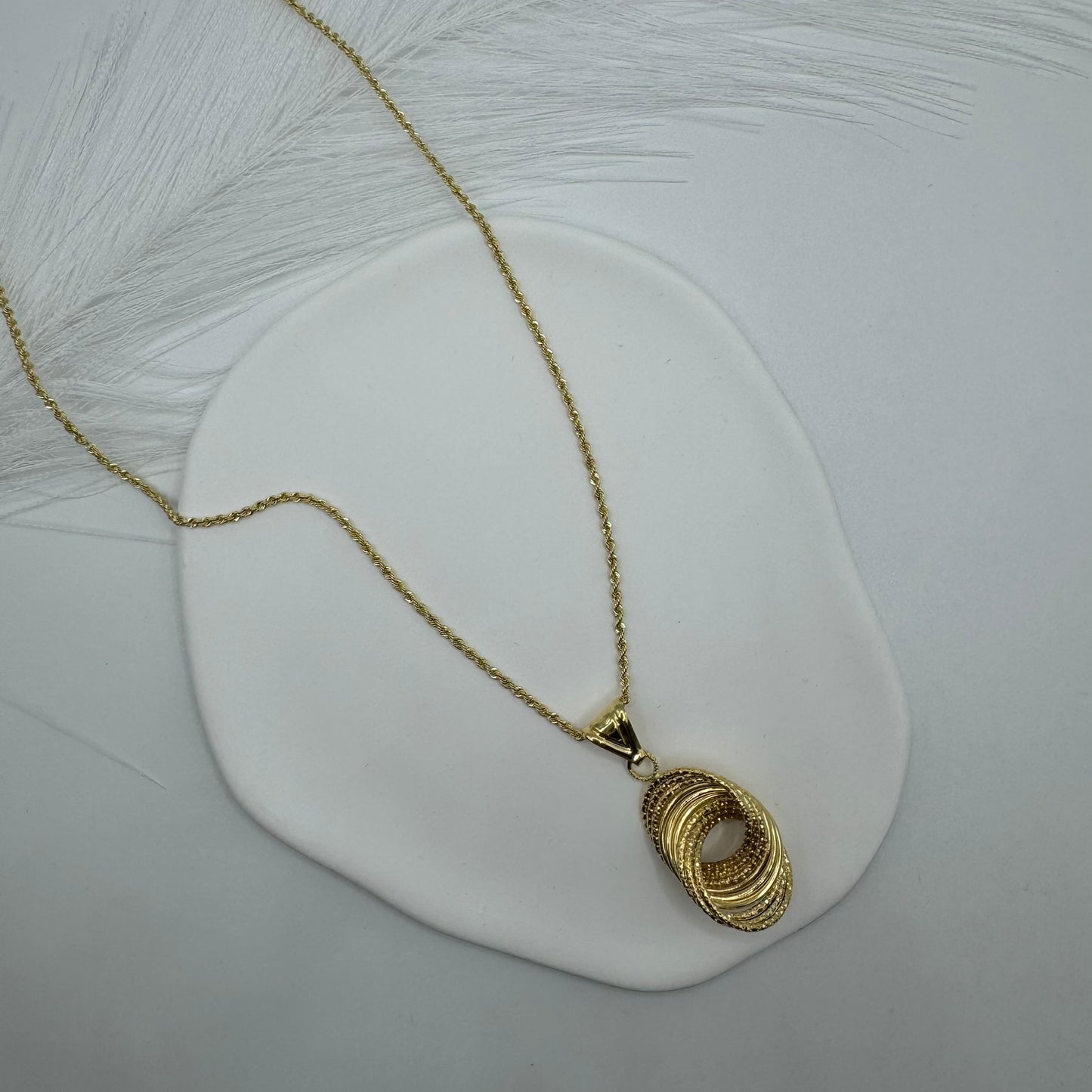 Collana fune con nodo filamenti oro