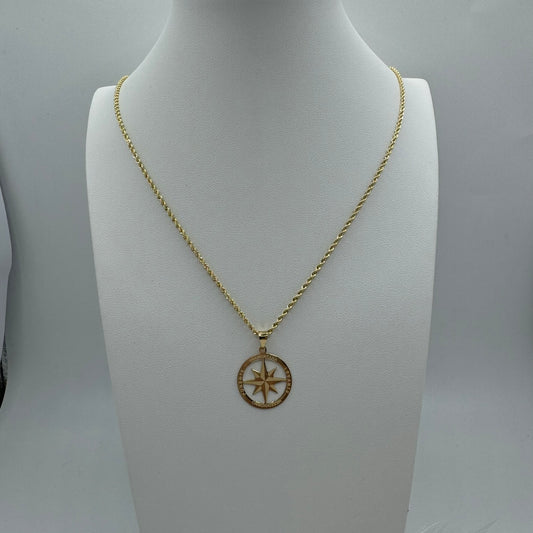 Collana fune con rosa dei venti oro