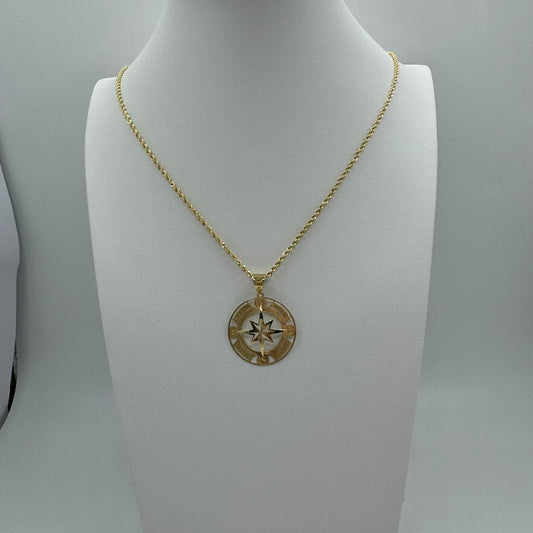 Collana fune con rosa dei venti oro