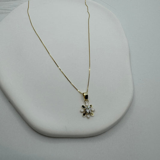 Collana veneziana con fiore zirconi e oro