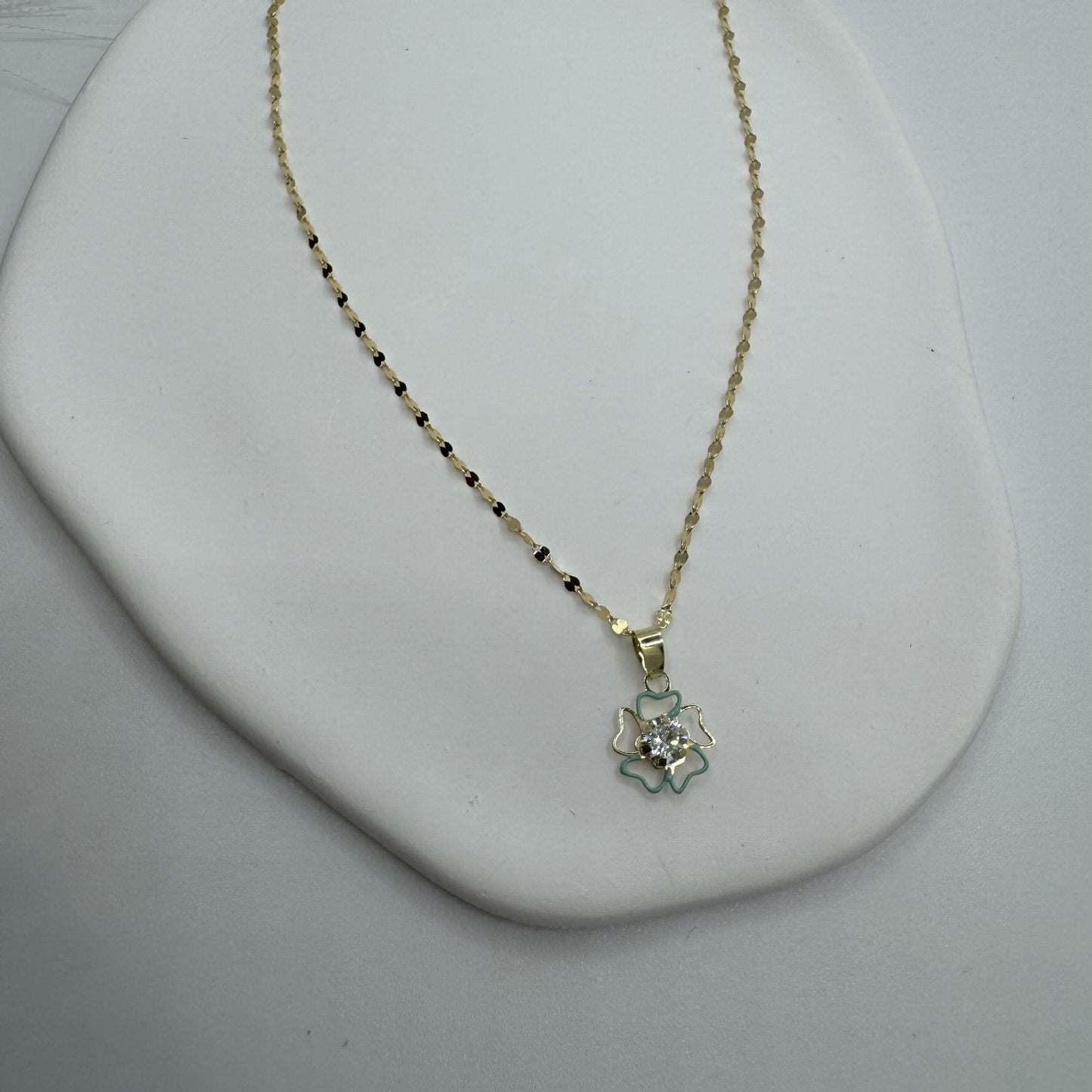 Collana specchiatina con fiore oro e zirconi