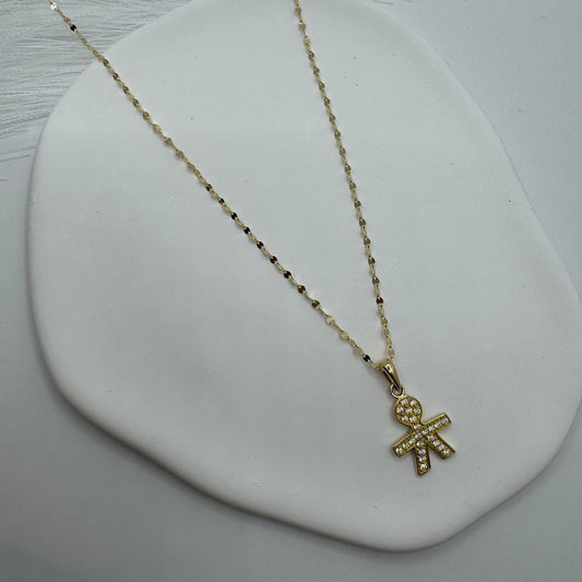 Collana specchiatina con bimbo zirconato oro