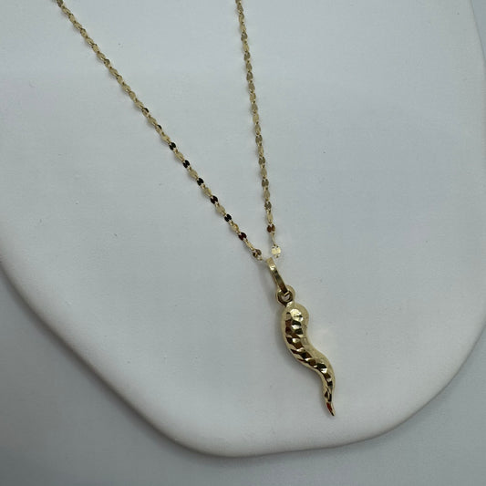 Collana specchiatina con corno diamantato oro