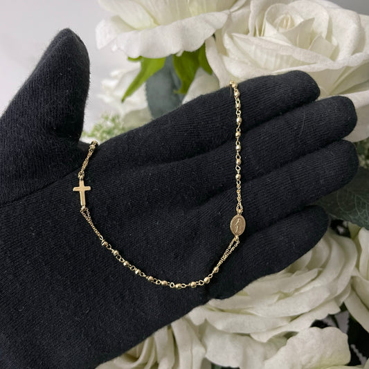 Collana rosario con sfere sfaccettate oro