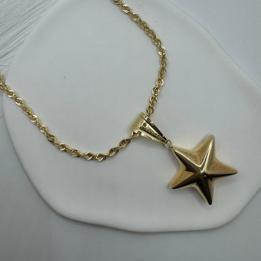 Collana fune americana con stella bombè oro