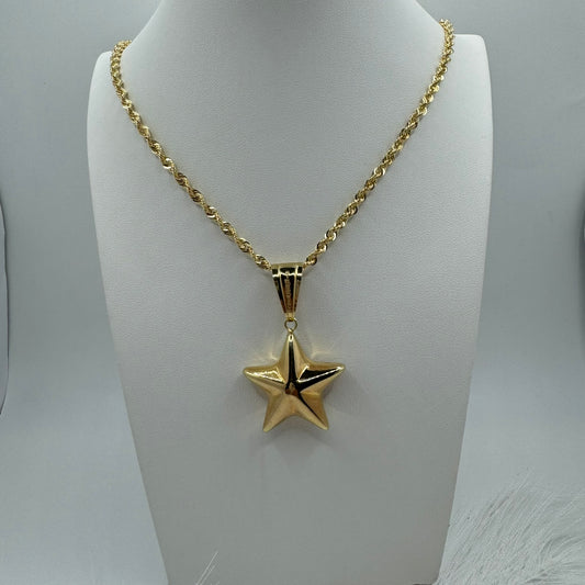 Collana fune americana con stella bombè oro