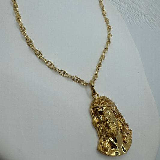 Collana marinara con volto di Cristo oro