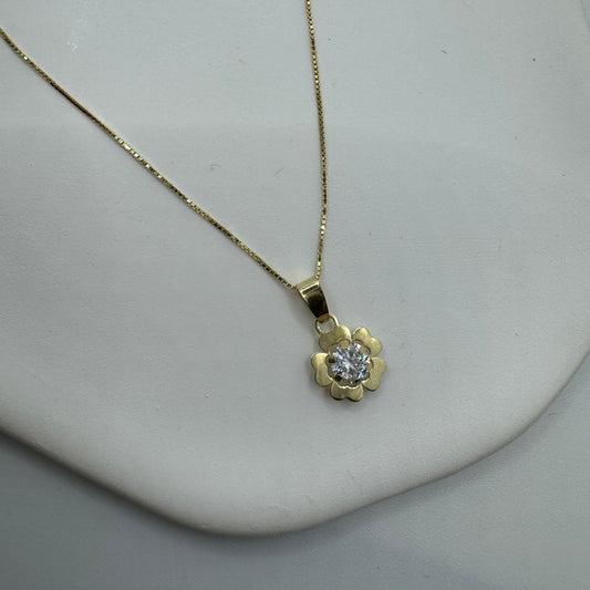 collana veneziana con  fiore zirconi e oro