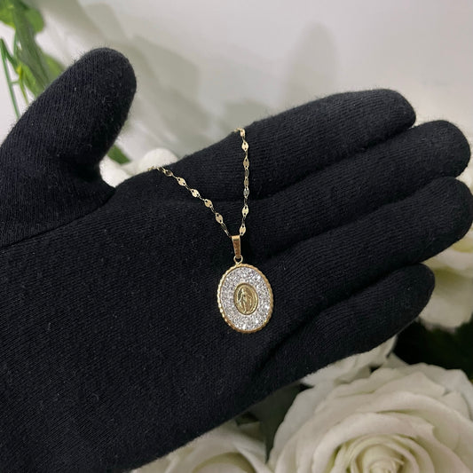 Collana specchiatina con madonnina miracolosa oro