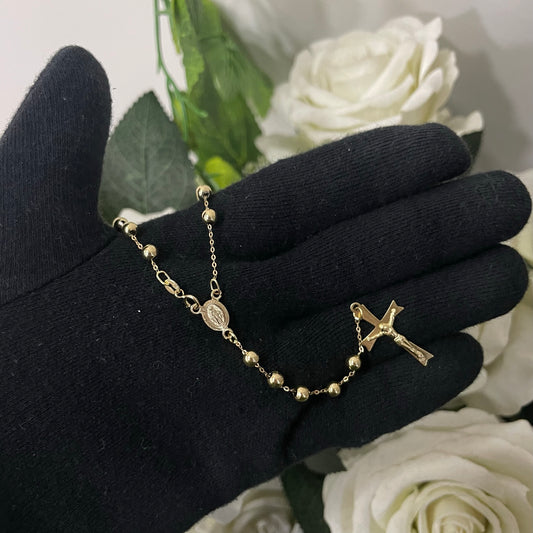 Collana rosario con sfere lisce oro