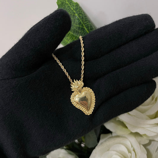 Collana fune con sacro cuore big oro