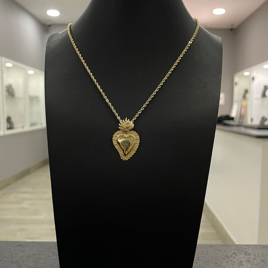 Collana fune con sacro cuore big oro