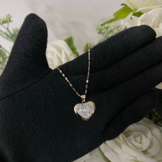 Collana specchiatina con cuore oro e zirconi