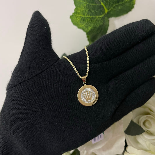 Collana fune con corona oro e zirconi