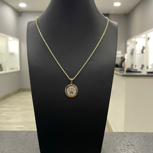 Collana fune con corona oro e zirconi