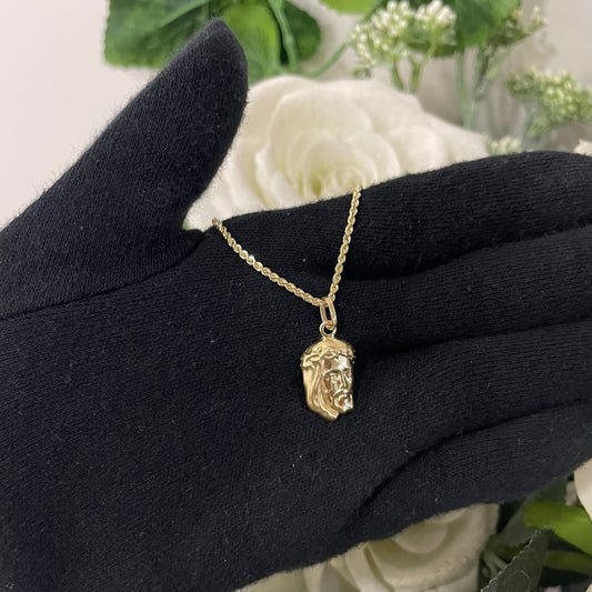 Collana fune con volto cristo (piccolo) oro